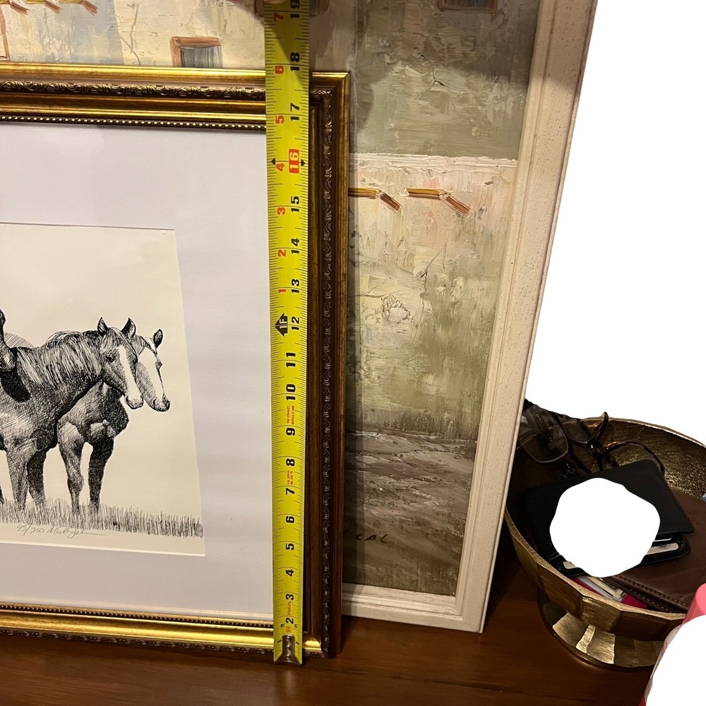 Merle Johnson  Horse Etching 45/250 Western Ranch Equestrian Framed Art - Picture 4 of 9